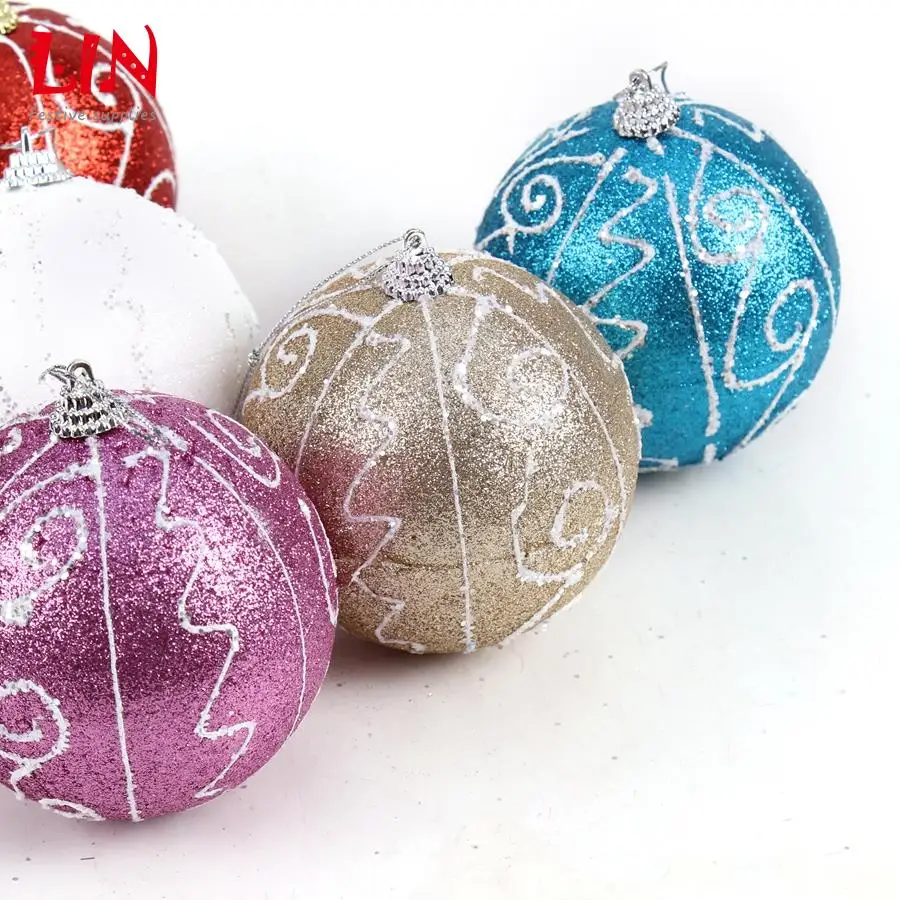 10cm hanging Christmas glitter foam painted ornament decoration natal