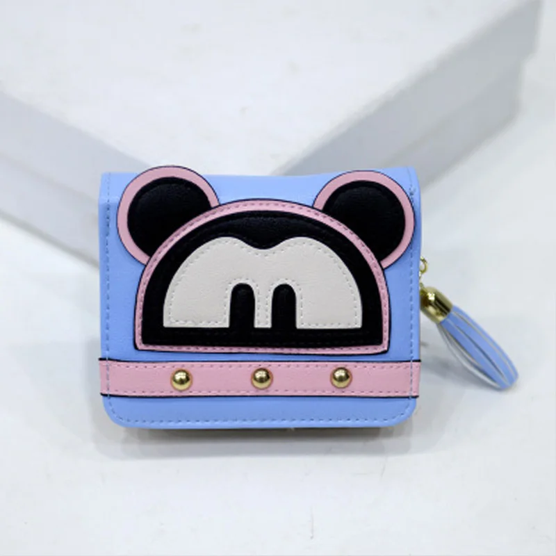 Disney плюшевые кошельки детские Микки Маус для женщин и девочек модный кошелек-клатч ключ для карт мини карта пакет подарок на день рождения - Цвет: Blue