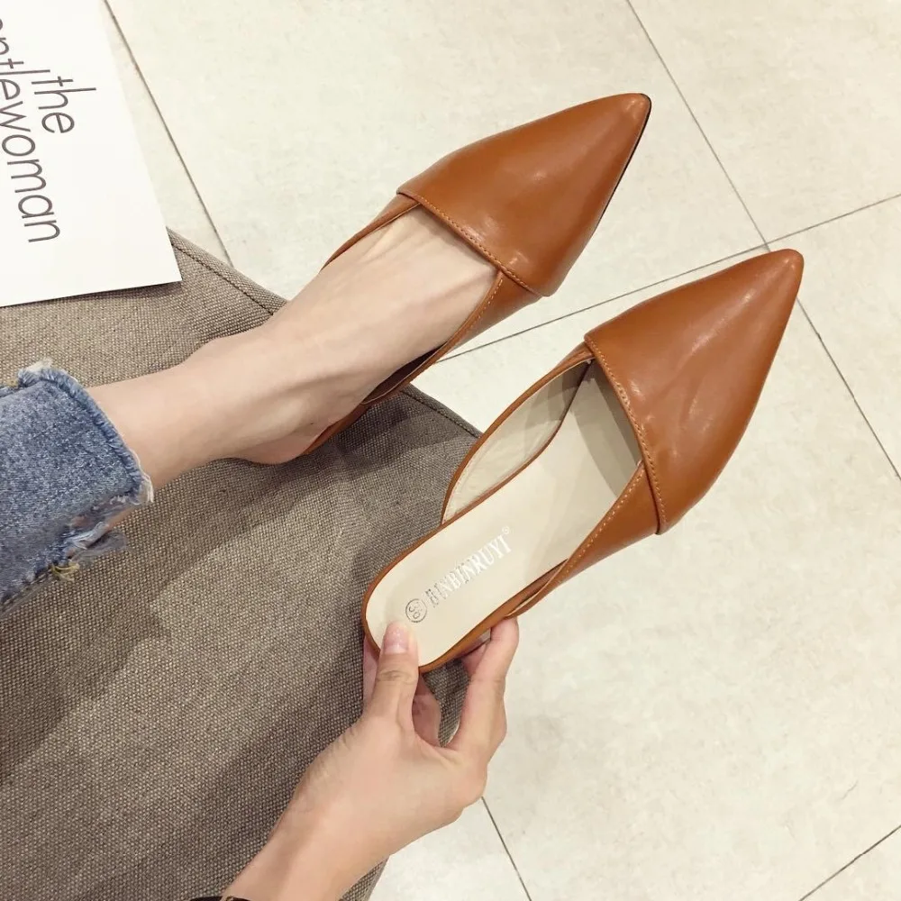 2019 Brand Sewing Mules Women Lazy Loafers Shoes Low Heels Female