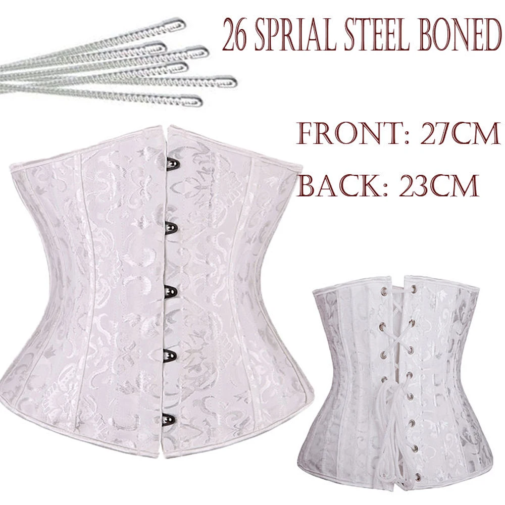 26 Spiral Steel Boned Floral Tight Underbust Waist Corsets TOP Cincher Bustiers Lingerie Lace Up PLUS SIZE S-6XL