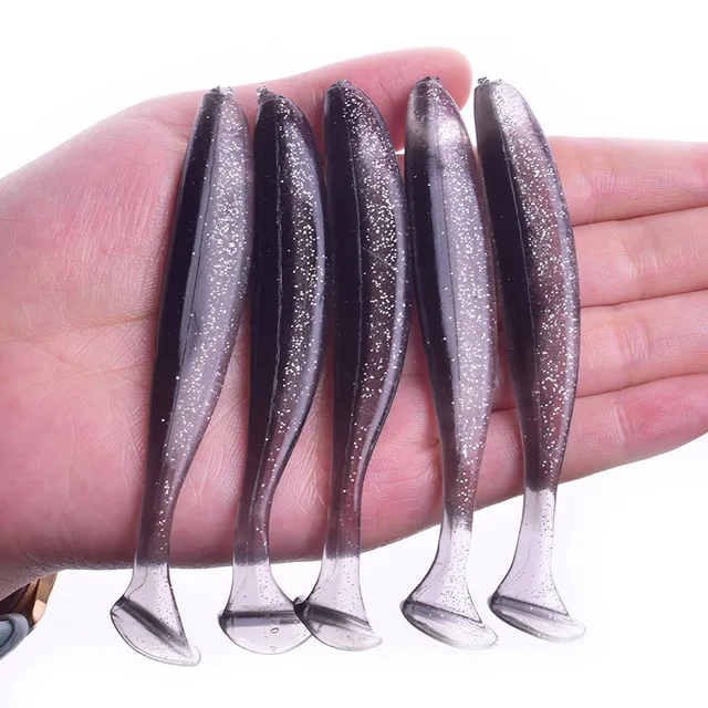 Proleurre Shad Worm Soft Bait 95mm 75mm 50mm T Tail Jigging Wobblers Fishing Lure Tackle Bass Pike Aritificial Silicone Swimbait C