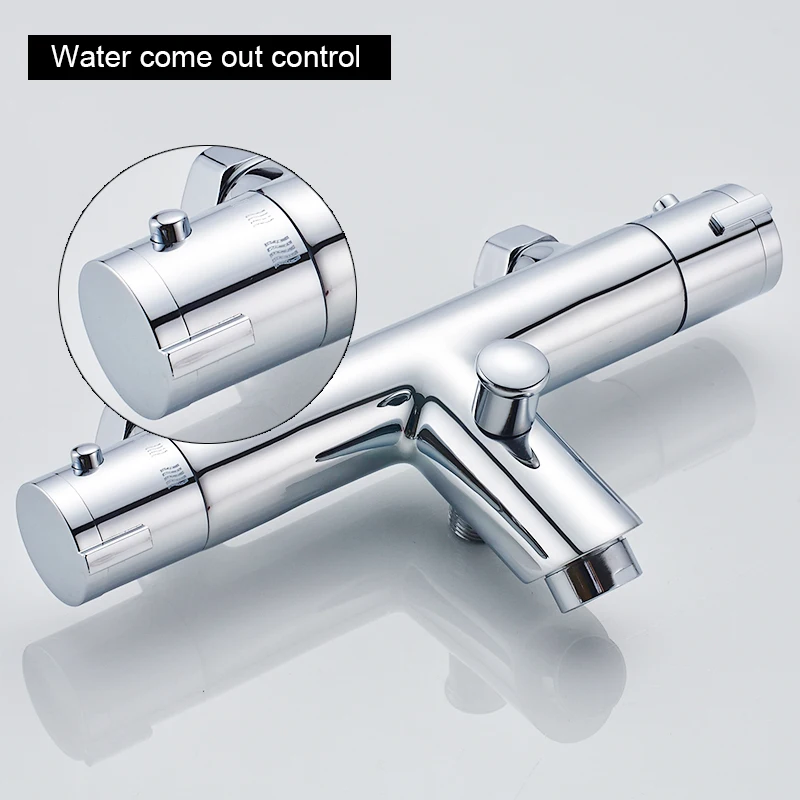 Shower Set Bathtub Faucet Shower Faucet Water Mixer Bathroom Sink Faucets ROVATE Bathtub Shower Faucet Wall Mounted Dual Handle Auto Thermostat Control Bath Mixer Tap for Bathroom