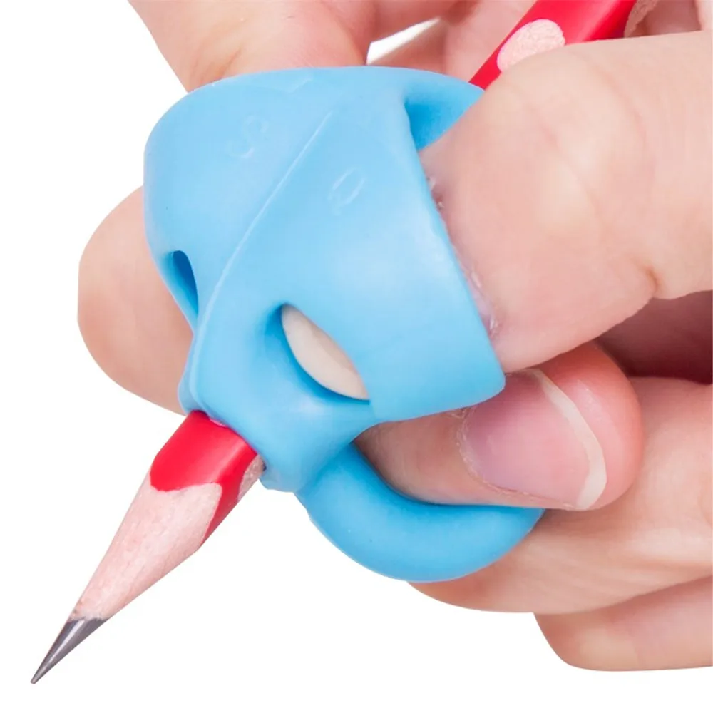 

3pcs Cute Silicone Pencil Grip Beginner Writing Aid Tool Kids Double Thumb Posture Correction Tool Pen Holder Writing Supplies