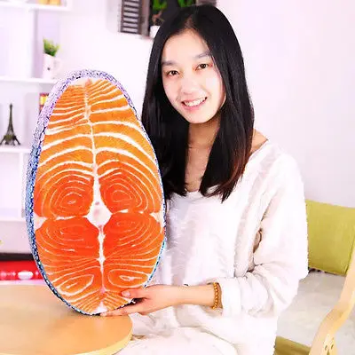 

Washable Amusing Simulation Tasty Salmon Fish Sushi Pillow Cushion Home Decor