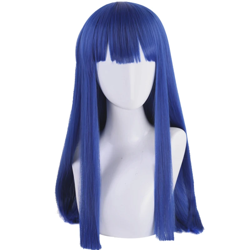

POP TEAM EPIC Pipimi Cosplay Wig With Bangs Long Blue Straight High Temperature Fiber Peruca Wigs For Women Costume+ Hair Cap