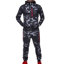 ZOGAA Для мужчин костюм Камуфляжный спортивный костюм для Для мужчин s Slim Fit комплекты из двух предметов спортивной костюм военный мужской спортивный костюм