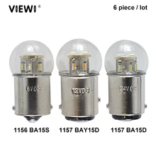 6X luces led de coche S25 p21w 1156 BA15S 1157 BAY15D BA15D 1W taza de vidrio Canbus Dc 6 12 24 36 V 48 V bombilla de voltios Luz de señal de giro automática