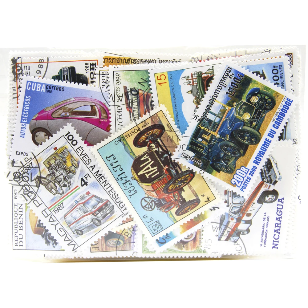 

50Pcs/Bag Car Motors Stamps All Different From Many Countries NO Repeat Unused Marked Postage Stamps for Collecting