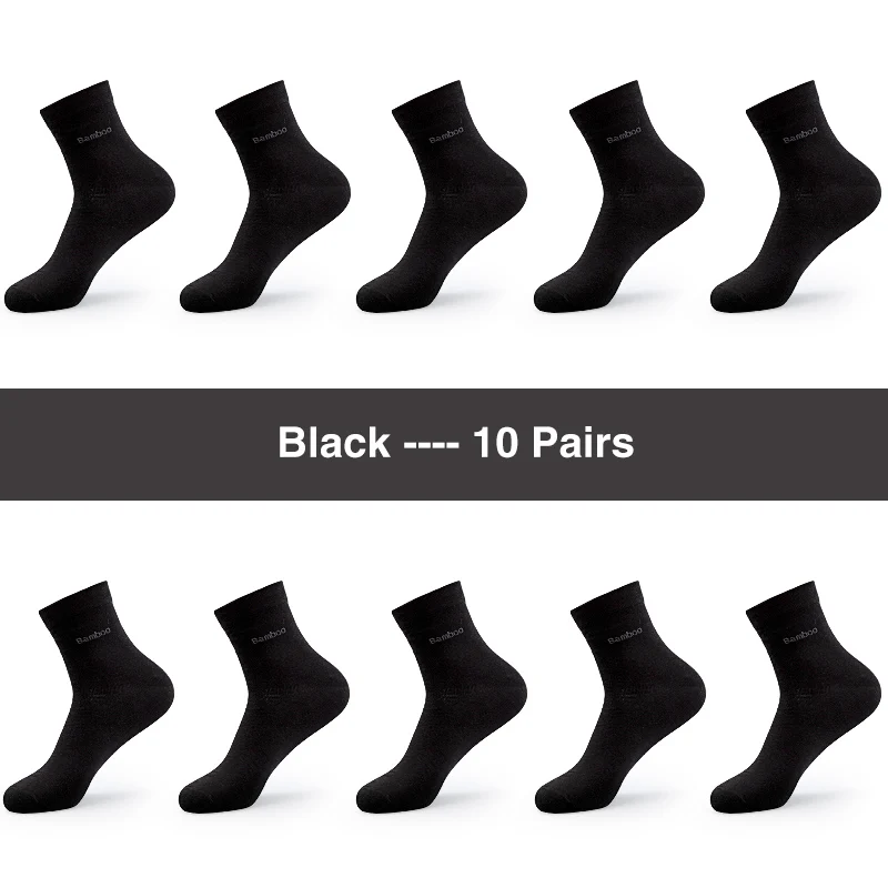 10 пар/лот, брендовые новые мужские бамбуковые носки, дышащие антибактериальные дезодоранты, фирменные гарантии, высокое качество, мужские носки - Цвет: 10 Black