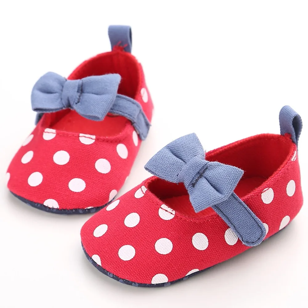 Infant newborn Baby Girls Prewalker Polka Dot Bowknot Prewalker for