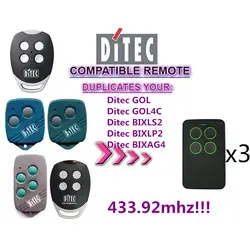 3X Ditec GOL4 Совместимость radiocomando telecomando, 433,92 МГц плавающий код, 4 канала