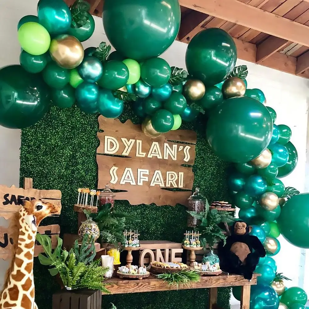 Зеленые шары пальмовый лист шары из латекса животный лес День рождения воздушный шар для вечеринки в стиле сафари Декор джунгли воздушные шары животные балон день рождения