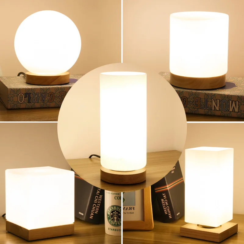 

1pcs Modern Desk Lamps LED New Solid Wood Table Lamp Living Room Bedroom Decorative Night Lamps Lighting Fixtures