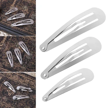 

50pcs Silver Tone Snap Hair Clips Craft Bow Headwear Decoration DIY 4/5/6cm