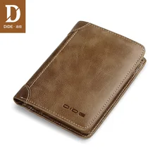 Cartera DIDE de cuero genuino para hombre, cartera pequeña para hombre, cartera vintage, tarjetero, billeteras de marca para hombre, precio de dólar, cartera para hombre