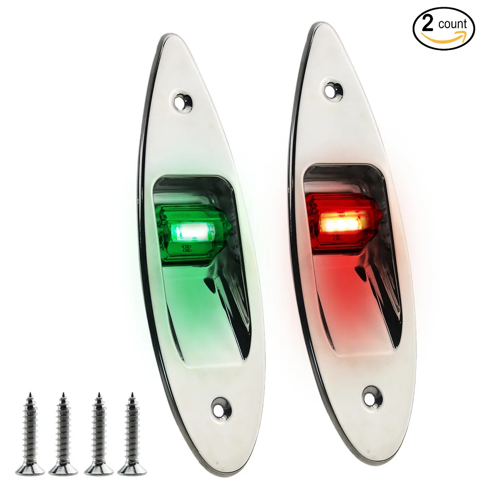 2 Pack of 12V Marine Boat waterproof Navigational LED Side bow Tear