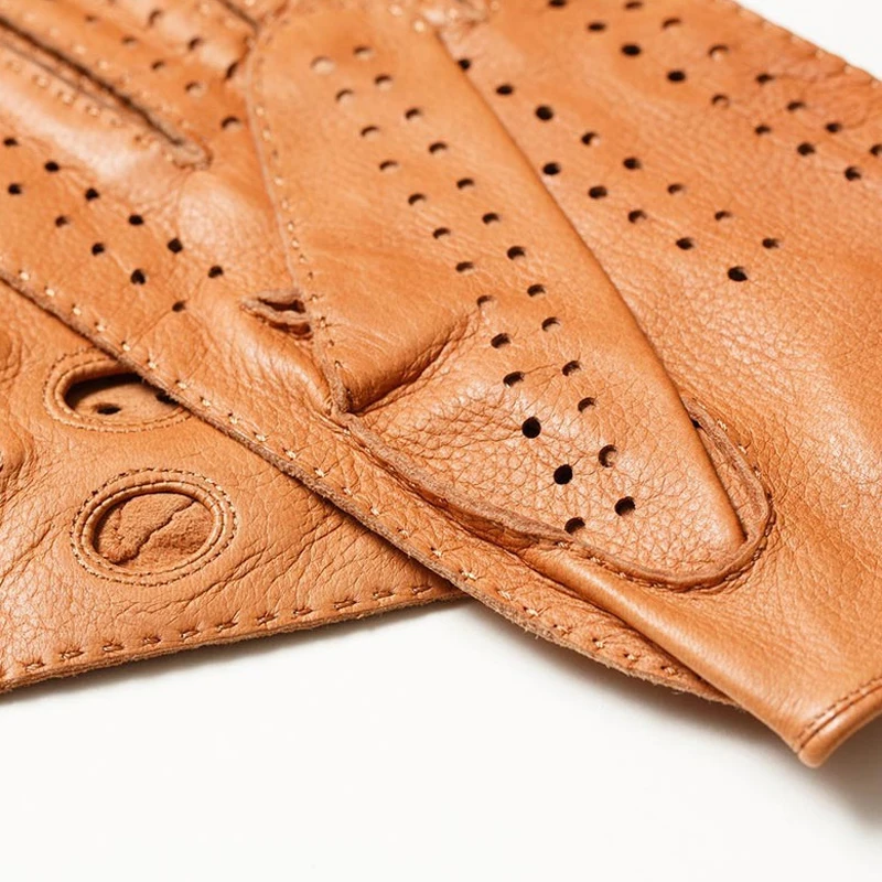 New Arrival Luxury Mens Genuine Leather Gloves Sheepskin Gloves Fashion Men Black Breathable Driving Gloves For Male Mittens - Image 6