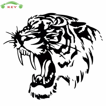 

28*28cm Car Styling Tiger Head Auto Decorative Decal For Subaru Fiat Ford BMW VW Hyundai Dodge Jaguar Volvo Skoda Glue Stickers