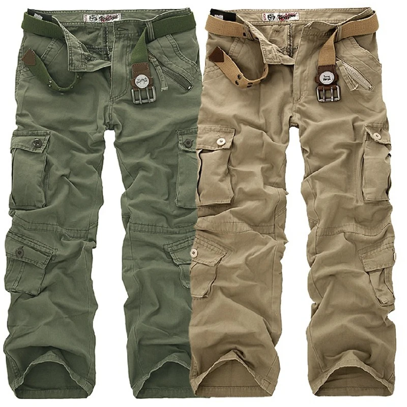 

2019 New Cargo Pants Men Multi Pockets Pants Military Camouflage Track Pants Trousers Mens Elastic Waist Pant Men