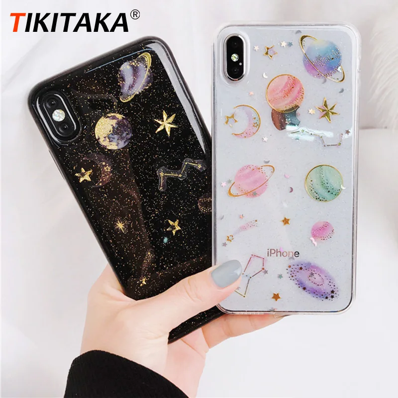 

Romantic starry Phone Case For iPhone 11Pro X XS Max XR Soft TPU Cover For iPhone 7 8 6 6s Plus Glitter Dream Case Coque Funda