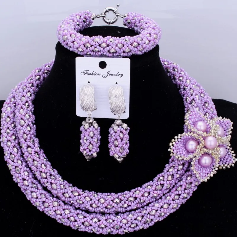 African Beads Jewelry Sets 2018 Nigerian Wedding Necklace Set With