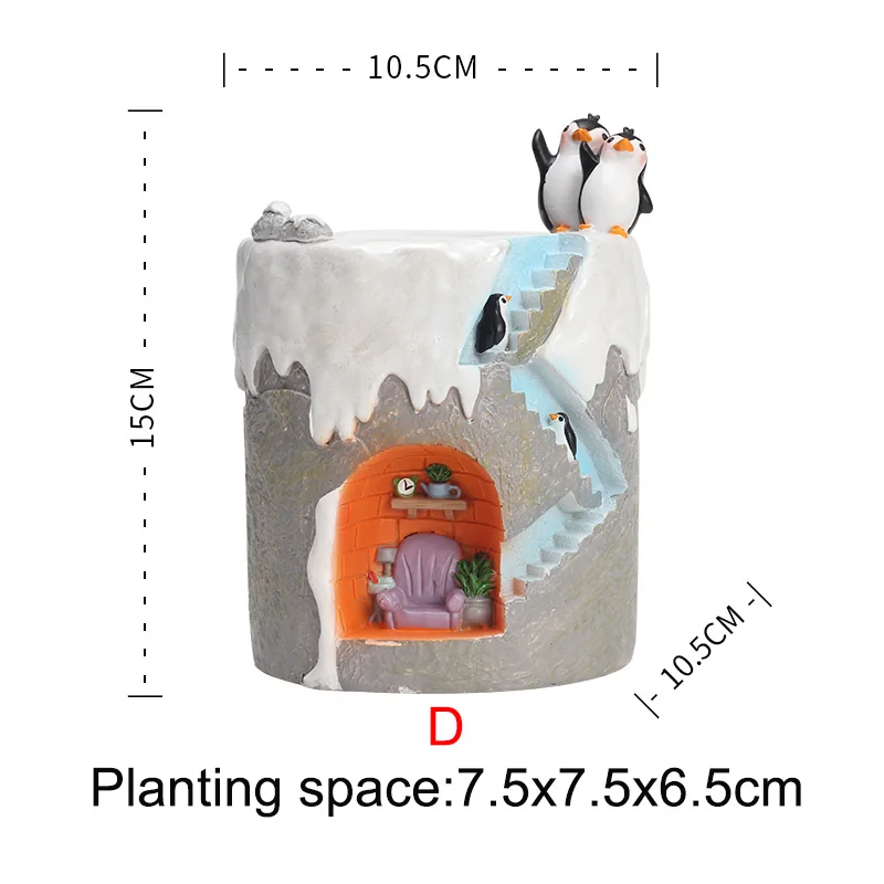 Мультфильм Антарктические пингвины серии суккуленты цветочный горшок Садоводство кашпо кактус суккулент цветок украшение дома ручка держатель - Цвет: D