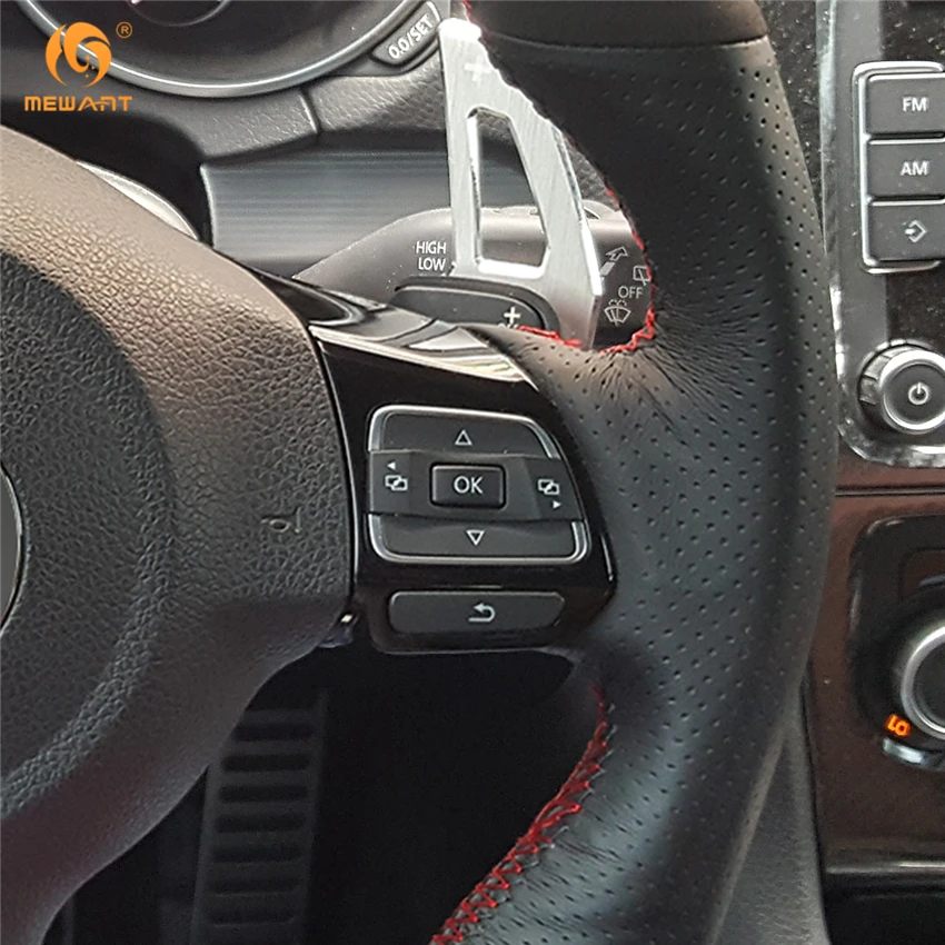 Чехол на руль для Volkswagen Golf 6 GTI MK6 VW Polo Scirocco R Passat CC Line 2010|leather steering wheel cover|steering coverwheel
