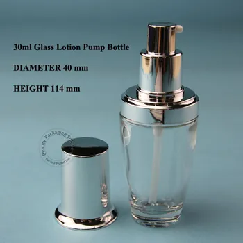 

17pcs/lot Promotion 30ml Glass Bottle Lotion Emulsion Pump 1OZ Spray Container Small Empty 30g Cream Jar Cosmetic Packaging