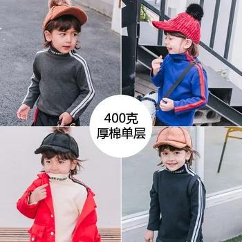

2018 winter new children's collar collar shirt boy long-sleeved thickening shirt warm warm t shirt