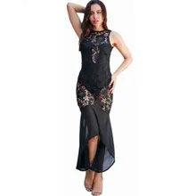 

Femme Embroidery Vintage Lace Dress Women Off Shoulder Dresses Sleeveless Hollow Out Evening Party Bodycon Mermaid Dress