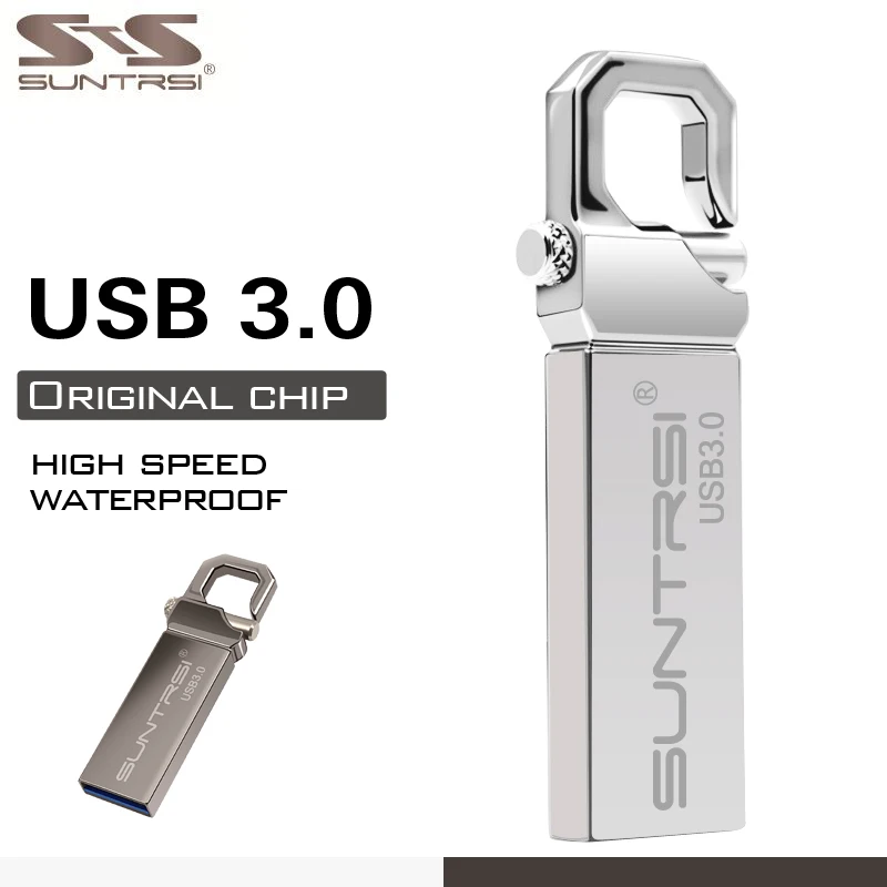 Suntrsi Metal Pen Drive 8G 16G 32G 64G 128GB USB 3.0 High Speed Waterproof Pendrive Key Ring Memory Stick USB Flash Drive