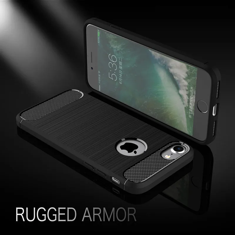 Best For Iphone 8 7 Plus 6s 5 SE Case Silicon Heavy Shockproof Carbon Fiber Soft Silicone Case For IPHONE 5S 6 7 8 max Cover