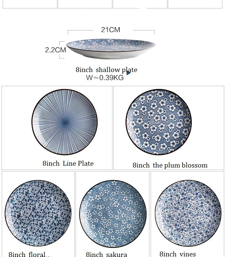 Японский синий и белый керамический ужин фрукты суши тарелка для Овощей посуда