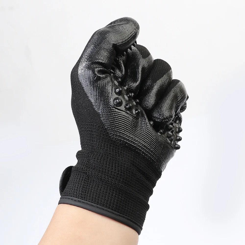 1 Pair Animal Hair Glove Comb Pet Dog Cat Grooming Cleaning Glove Brush Comb Black Rubber Five Fingers Glove For Pet LYQ