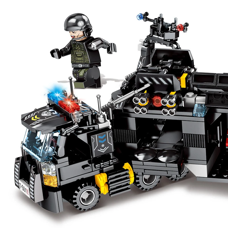 Ceny 8 w 1 695 sztuk orzeł sił SWAT ciężarówka statek helikopter pojazdu klocki dla dzieci zabawki dla dzieci kompatybilny Legoings policji