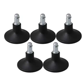 

6x1.1x6cm Black Silver Plastic Metal Bell Shape Stationary Chair Glides Replacement for Swivel Office Chair Pack of 5