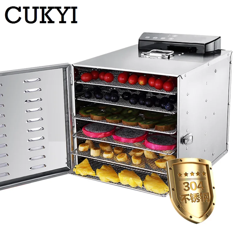 CUKYI 6 Trays Stainless Steel Food Dehydrator Fruit Vegetable