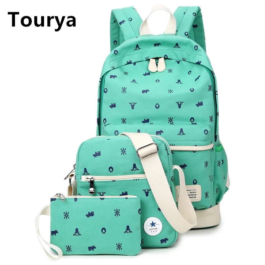 Tourya Women Backpack Cute Canvas School Bag Vintage Laptop Travel Backpacks For Teenage Girls ...