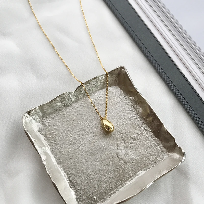 GHIDBK натуральная 925 стерлингового серебра с камнями в форме капли воды модное