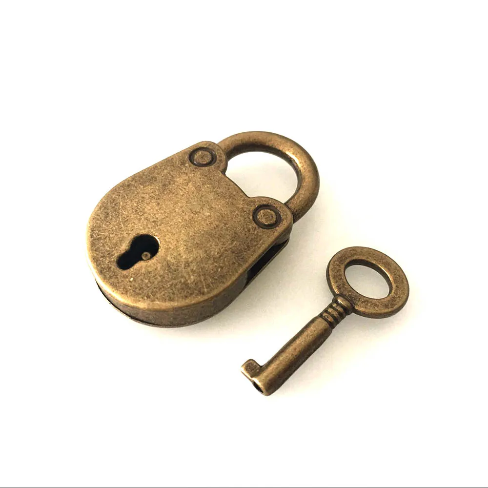 1pc Antique Bronze Plated Chinese Style Vintage Padlock Jewelry Chest