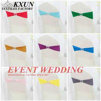 

20 Colors Spandex Sash Tie Bow Lycra Chair Cover Band Include Crown Buckle For Wedding Event Decoration