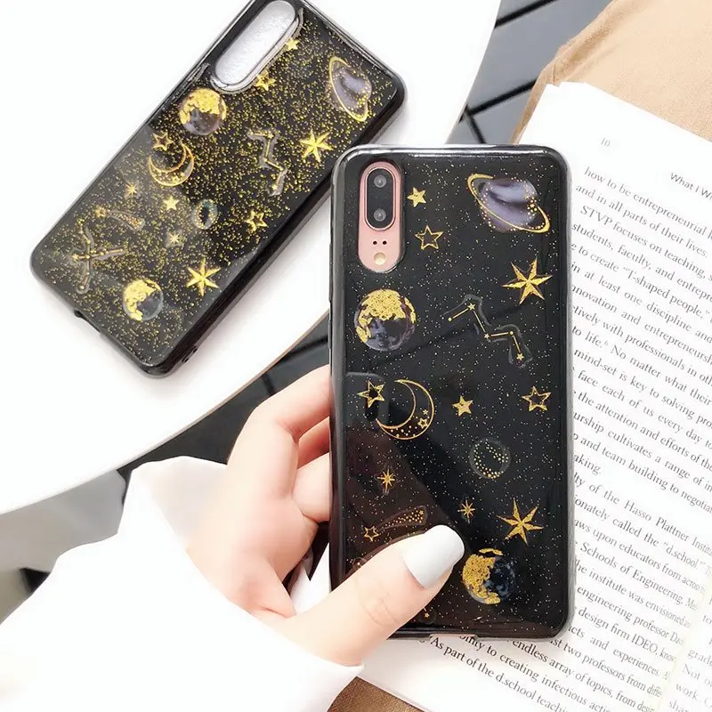 Мягкий чехол для Huawei P30 P20 Pro Mate 20 Lite Honor 8X P Smart Z Y9 Prime 2019 блестящий прозрачный с