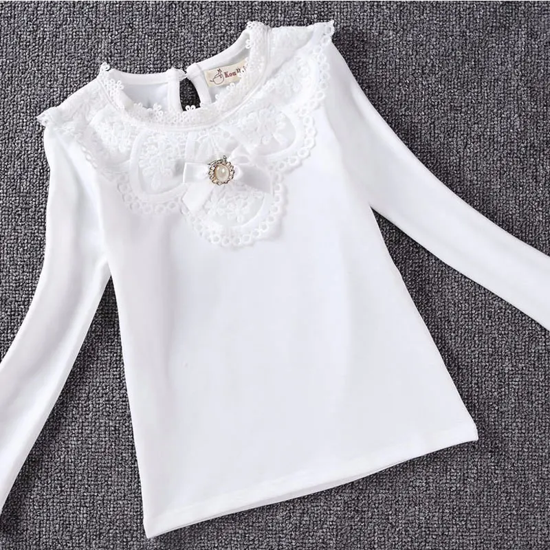 LEMEMOGO Girls Tops And Blouses Spring Cotton Baby Girl Blouse Autumn Long-Sleeve Kids School Shirts Embroider Children Clothes