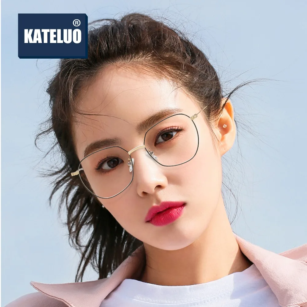 

KATELUO 2020 Eye Glasses Frames For Women Anit Blue Light Computer Goggles Round Clear Lens Eyeglasses Prescription Frames 8001