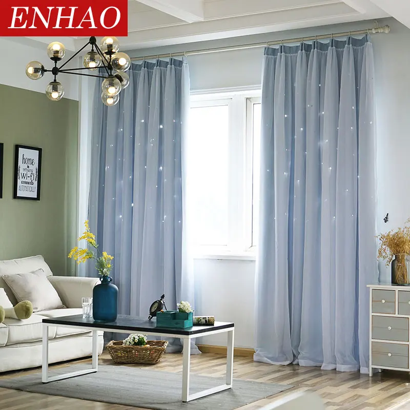 ENHAO Solid Modern Blackout Curtains for Living Room Bedroom Kitchen