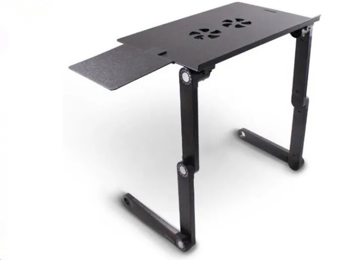Portable Laptop Stand Desk Home&Office Foldable Laptop Stand Adjustable Laptop Table Ergonomic Bed Tray with Cooling Fan and Pad
