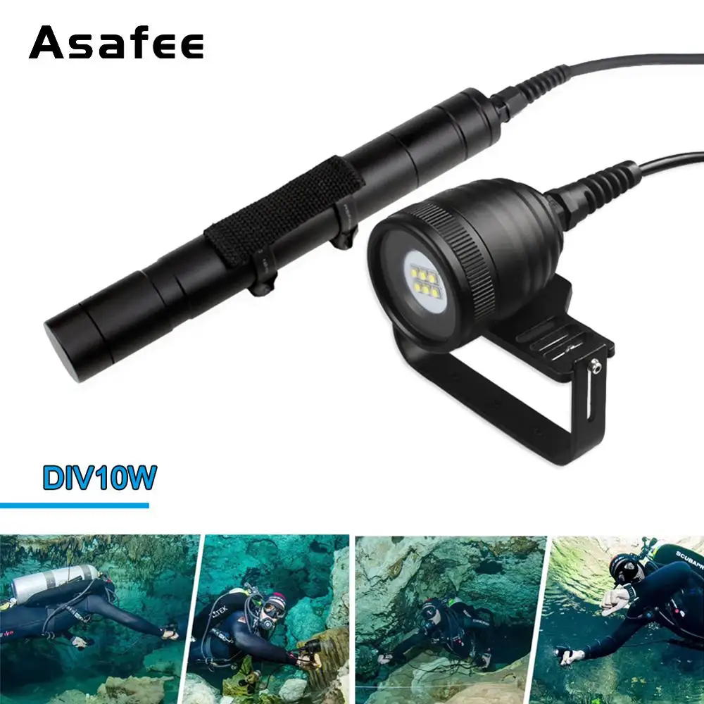 

Brinyte DIV10W Split Type Diving Flashlight 6*CREE XM-L2(U4) LED 120 Degree Viewing angle Magnetic Switch Professional Diving Li