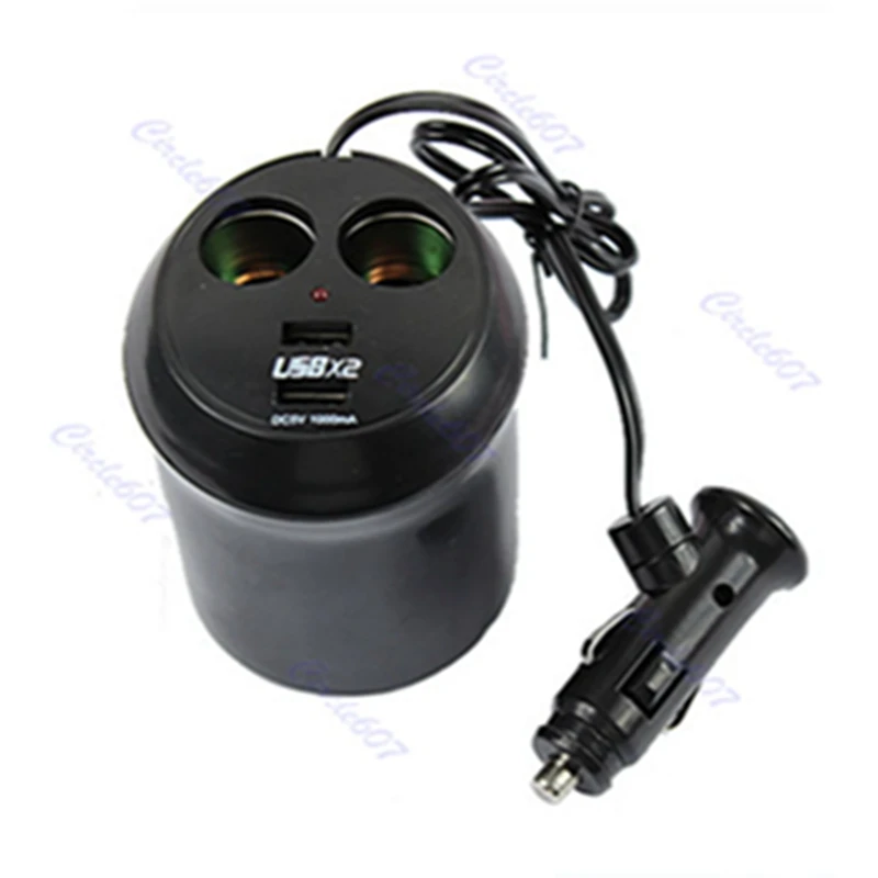 

Car auto Dual USB Charger Socket Cup Holder Adapter 12V Black