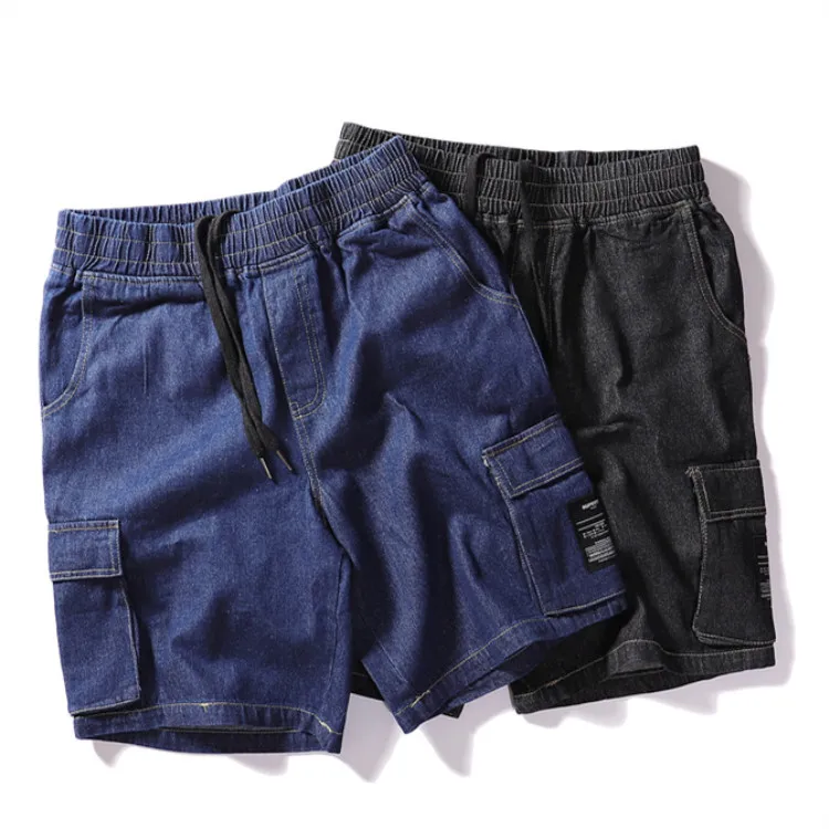 

A generation of original street fashion multi-pocket men and women casual denim shorts trend personality student straight pants