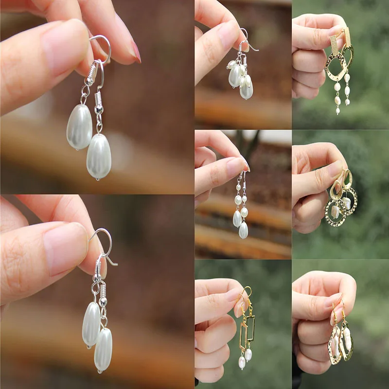 

New Fashion Irregular Geometric Shape Metal Pearl Shell Drop Earrings Elegant FreshWater Pearl Earrings Jewelry for Women Girls
